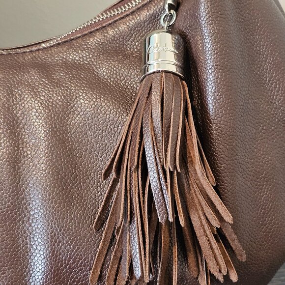 Cole Haan Crescent Hobo Chocolate Brown Pebbled Leather Silver hardware Tassel - Picture 9 of 11